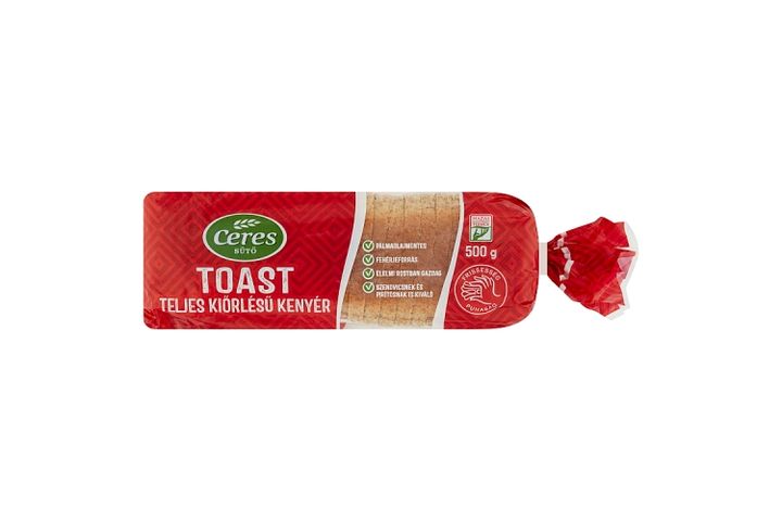 Ceres Sütő Toast teljes kiőrlésű kenyér (szeletelt, csomagolt) 500 g