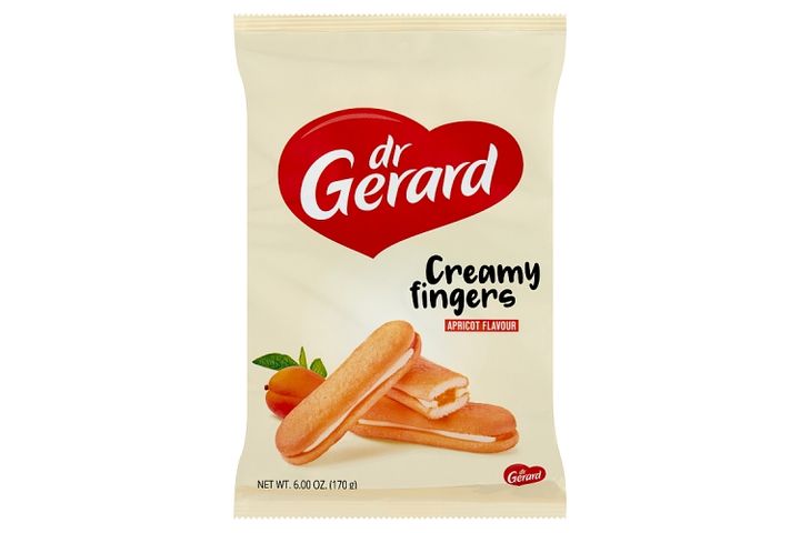 Dr Gerard Creamy Fingers sárgabarack ízű töltelékkel és tejszín ízű krémmel töltött piskóta 170 g