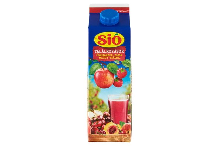 Sió Találkozások Peach-Apple-Sour Cherry-Raspberry Mixed Fruit Drink with Pulp 1 l