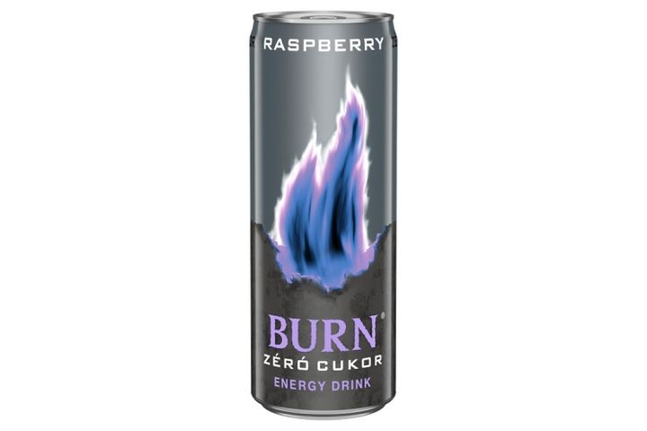 Burn Zéró Cukor carbonated Raspberry Energy Drink with Caffeine and Sweetener 250 ml