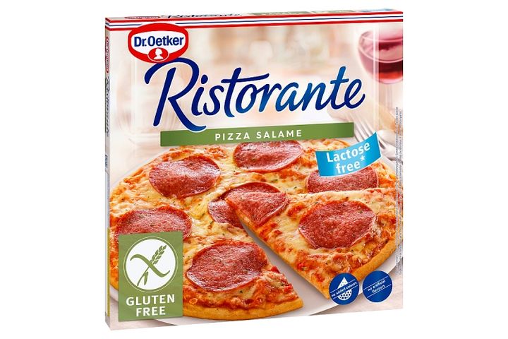 Dr. Oetker Ristorante Pizza Salame gyorsfagyasztott gluténmentes pizza sajttal és szalámival 315 g