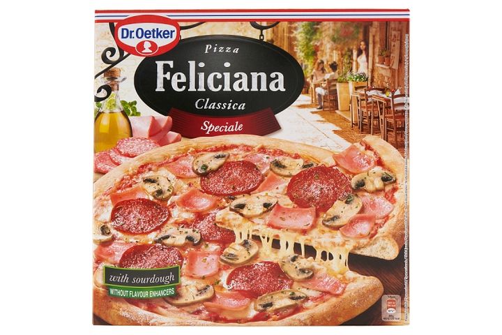 Dr. Oetker Feliciana gyorsfagyasztott pizza sonkával, gombával és szalámival 335 g