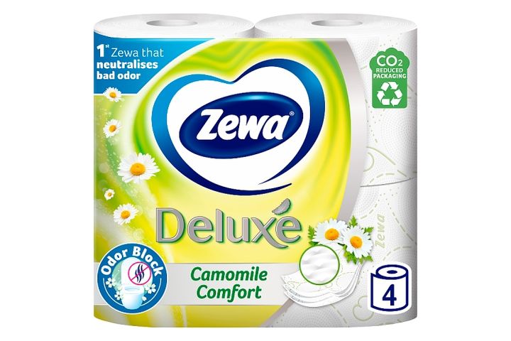 Zewa Deluxe Camomile Comfort Toilet Paper 3 Ply 4 Rolls