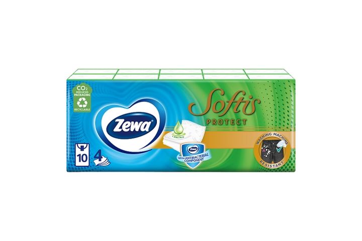 Zewa Softis Protect Scented Handkerchiefs 4 Ply 10 x 9 pcs