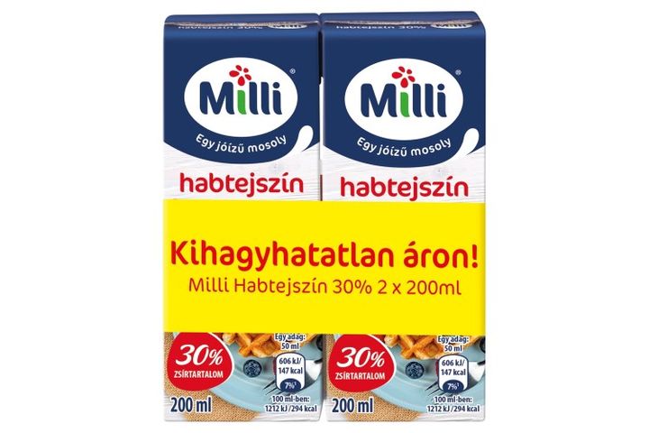 Milli UHT habtejszín 30% 2 x 200 ml