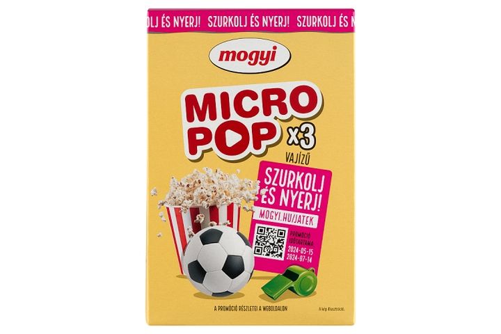 Mogyi Micro Pop vajas ízű, mikrohullámú sütőben elkészíthető pattogatni való kukorica 3 x 100 g