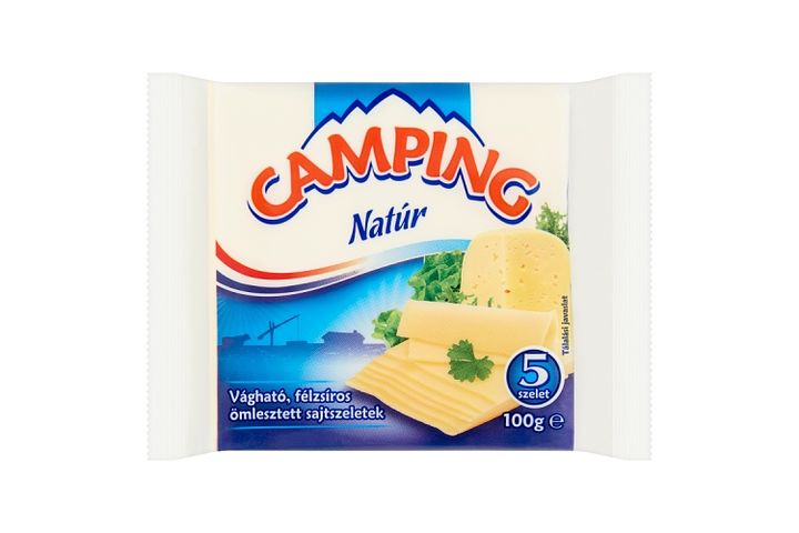 Camping natúr vágható, félzsíros ömlesztett sajtszeletek 5 db 100 g