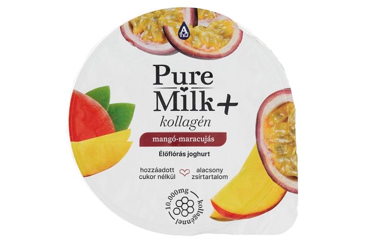 Pure Milk+ mangó-maracujás élőflórás joghurt, hozzáadott cukor nélkül, kollagénnel 150 g