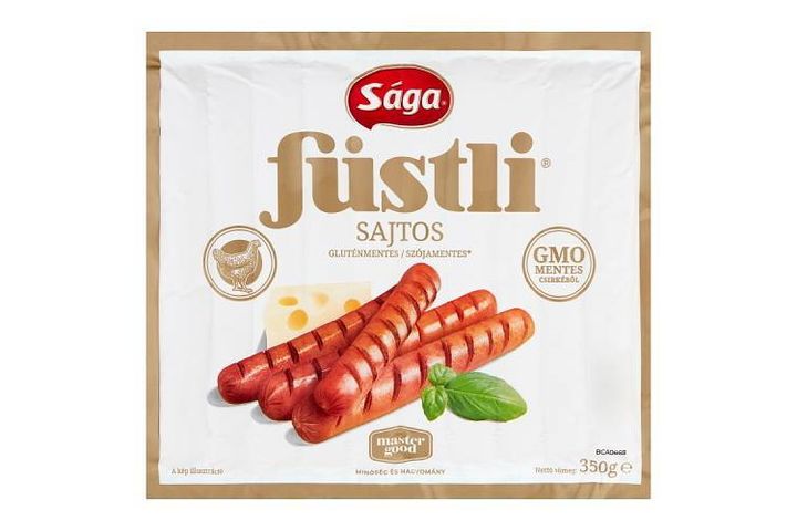 Sága Füstli főtt, sajtos, füst ízesítésű csirkehúsból készült termék 350 g