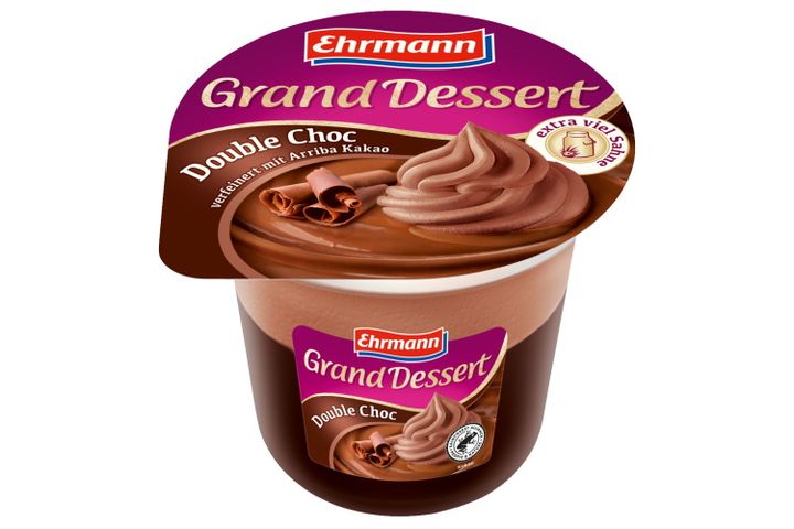 Ehrmann Grand dessert with double chocolate flavour and topping 190 g