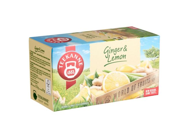 Teekanne World of Fruits gyömbér & citrom ízesítésű gyógynövény & gyümölcs teakeverék 20 filter 35 g