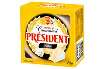 Président Mini Natural Soft, Fat-Rich Camembert Cheese Aged with White Noble Mold 75 g