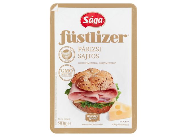 Sága Füstlizer szeletelt, sajtos, füst ízesítésű párizsi csirkehúsból 90 g