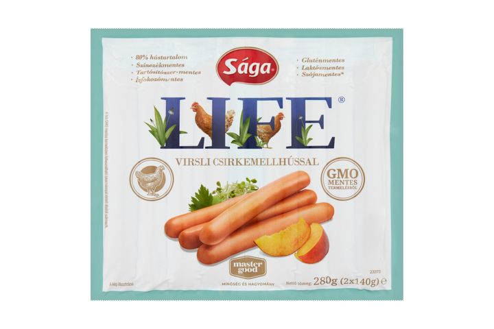 Sága Life füst ízesítésű virsli csirkemellhússal 2 x 140 g (280 g)