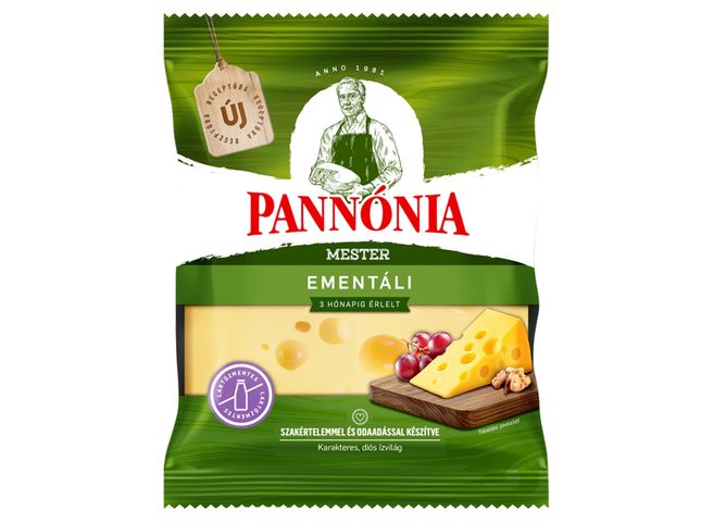 Pannónia Mester Emmental Chopped, Fat, Hard Cheese with Fermentation Holes 200 g