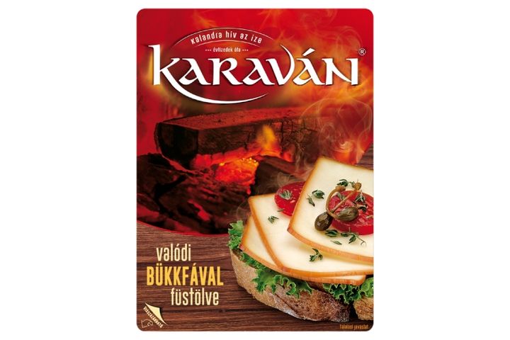 Karaván füstölt, szeletelt, zsíros, vágható ömlesztett sajt 125 g