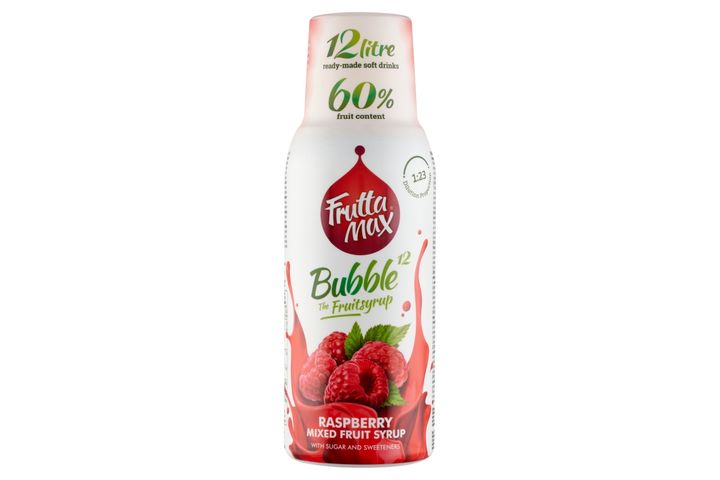 FruttaMax Bubble¹² Raspberry Mixed Fruit Syrup with Isosugar and Sweetener 500 ml