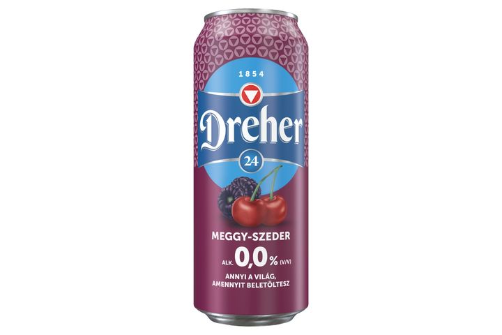 Dreher 24 Meggy-Szeder alkoholmentes világos sör és meggy-szeder ízű ital keveréke 0,0% 0,5 l