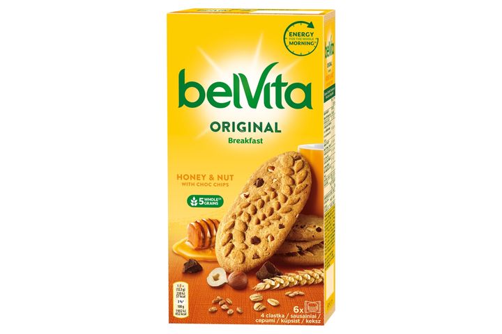 Belvita Original törökmogyorós és mézes, gabonás, omlós keksz csokoládédarabokkal 300 g