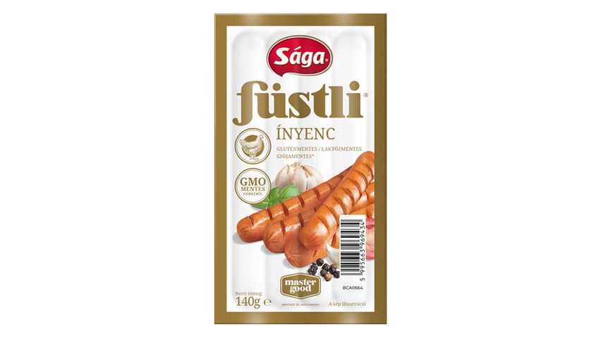 Sága Füstli Ínyenc Cooked, Smoke Flavoured Chicken Meat Product with Pepper-Garlic Seasoning 140 g