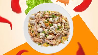 Fried Crab Rice and Kuy Teav 3 Sas حلال Halal (Siem Reap)