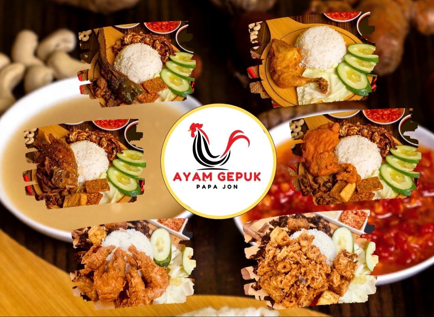 Ayam Gepuk Papa Jon JB vendor logo