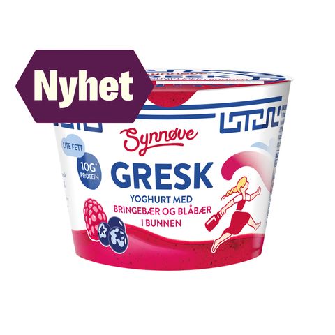 Synnøve Gresk Yoghurt Bringebær & Blåbær | 150g