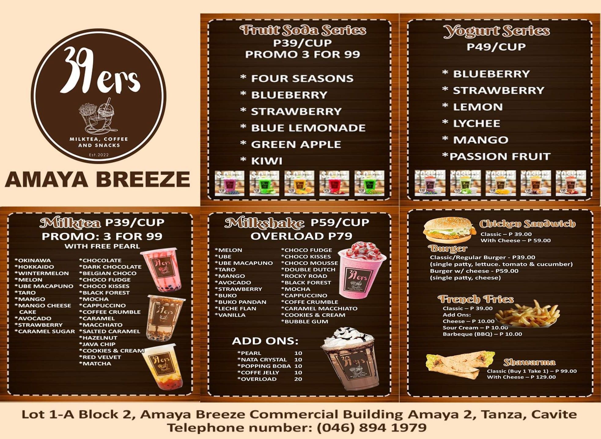 39ers Milktea, Coffee and Snacks - Amaya Breeze vendor logo