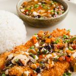 Breaded Fish with Rice