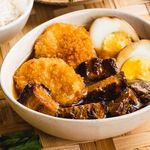 Pork Stew, Fried Tofu & Egg with Rice