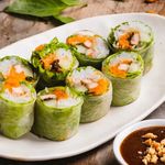 Fresh Rice Paper Rolls Vegetarian with Roasted Sesame Sauce