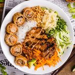 Grilled Pork & Fried Rice Paper Rolls Vermicelli Bowls