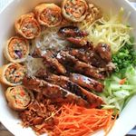 Grilled Chicken & Fried Rice Paper Rolls Vermicelli Bowls