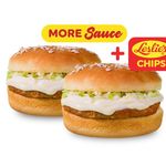 Buy 1 Take 1 50-50 Veggie Premium Chicken Burger + Leslie's Premium Chips