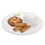 1 Pc. Burger Steak with Rice and 3 Pcs. Chicken Lumpiang Shanghai - Solo