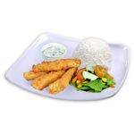 Fish Tempura, Green Salad with Rice - Solo