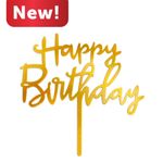 Gold Happy Birthday Greeting Topper