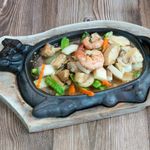Sizzling Mixed Seafood & Vegetables With Rice