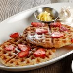 Nono's Homestyle Waffles with Fresh Strawberries