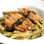 Penne al Pesto with Parmesan Crusted Chicken