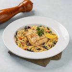 Halibut in Angel Hair Mediterraneo