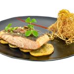 Grilled Salmon with Baked Potatoes