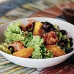 Grilled Chicken & Oranges with Black Olive Dressing