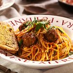 Pasta Amatriciana with Italian Meatballs