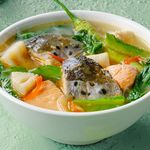 Sinigang Na Salmon Head Sa Miso At Guyabano