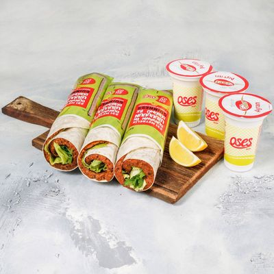 3'lü Çiğ Köfte Dürüm Menü