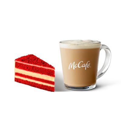 Latte + Red Mystery Cake
