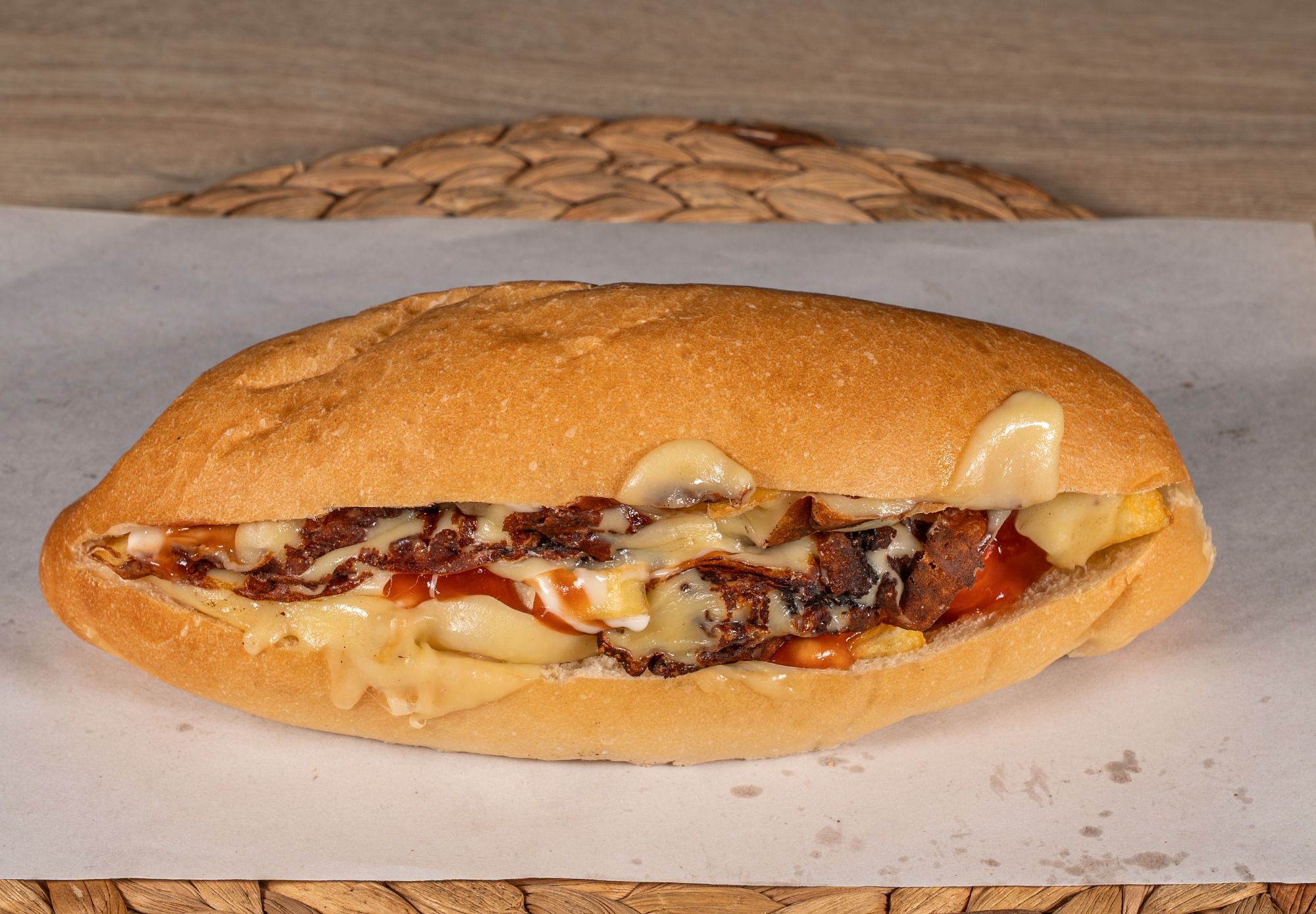 Yarım Ekmek Kaşarlı Patso Sandviç