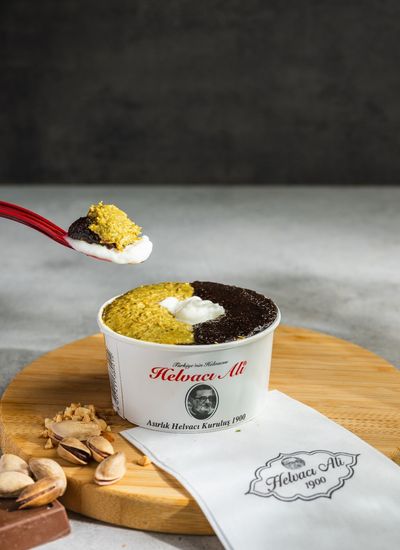 Dubai Soslu Çikolatalı Dondurmalı İrmik Helvası (100 cc) (Küçük Boy)