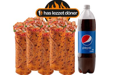 5'li Tavuk Döner Dürüm (Medium) Menü